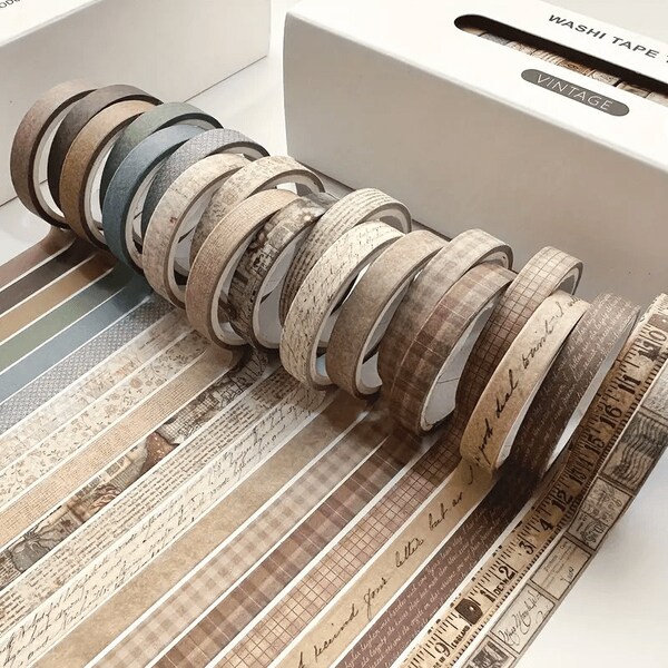 20 Rolls Combination Package Journal Thin Tape Retro Washi Tape Ancient Style Diary Tape Creative Decoration DIY Student