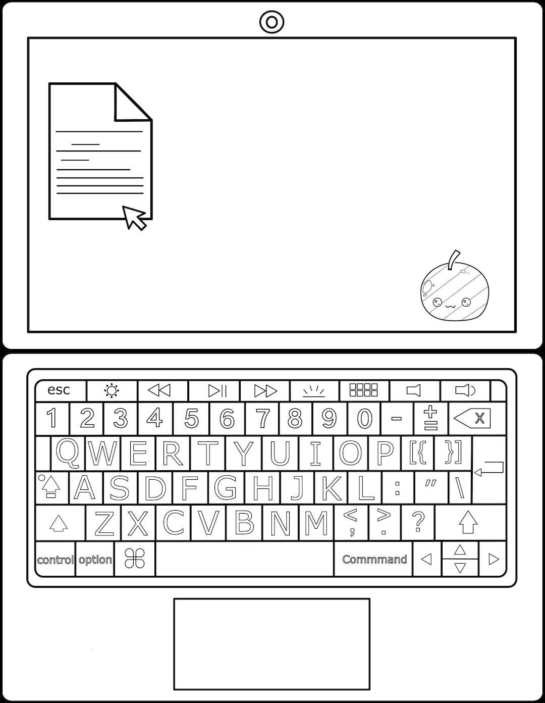 Printable Kids Laptop Coloring Page – Creative Pretend Play Activity ...