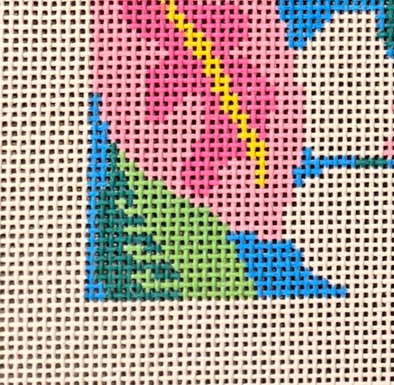 Needlepoint Grid Hand Painted Needlepoint Canvas, Tropical Flower 6x6 Tray Insert, 13 ...