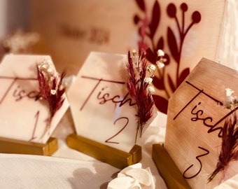 Table numbers for weddings, events with dried flowers, special table numbers