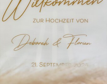 Willkommensschild aus Acryl; Hochzeit