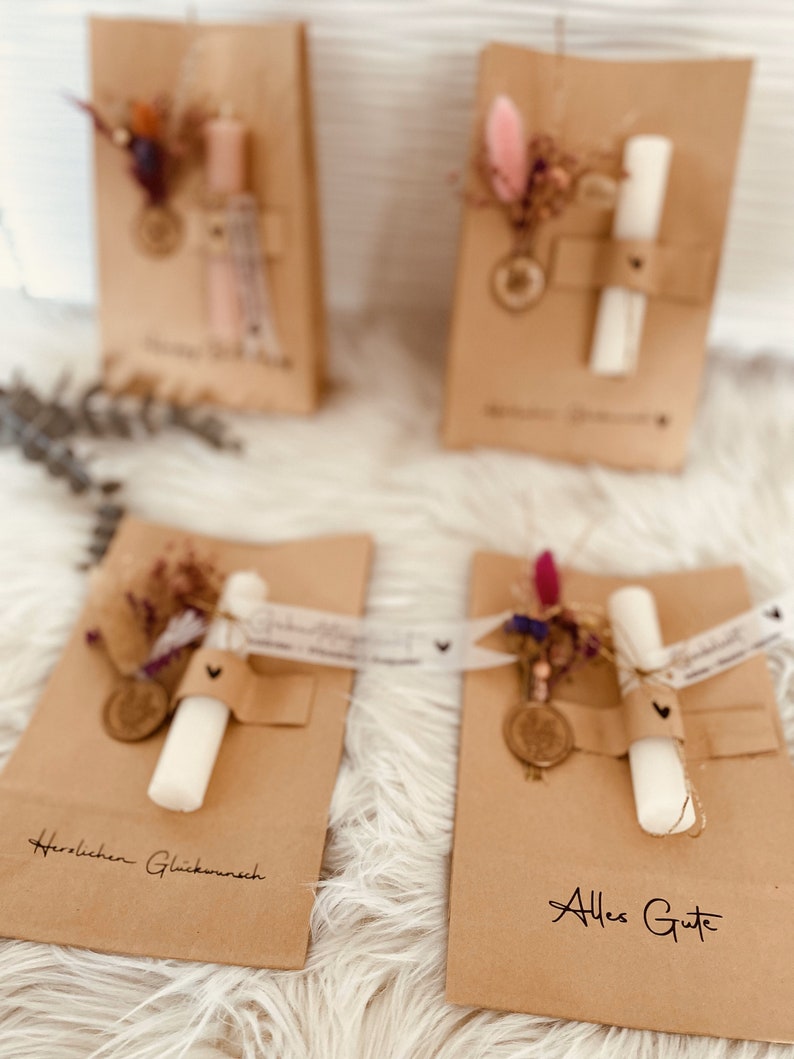 Geschenktüte mit Trockenblumen, Personalisierte Geschenke, Besondere Geschenktüten, Geburtstagstüte zdjęcie 4