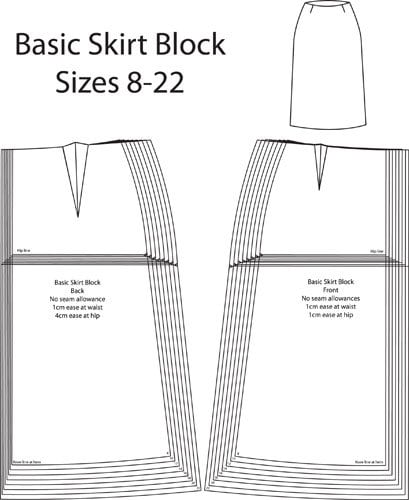 Basic Skirt Block Pattern Sizes 8 22 Download PDF