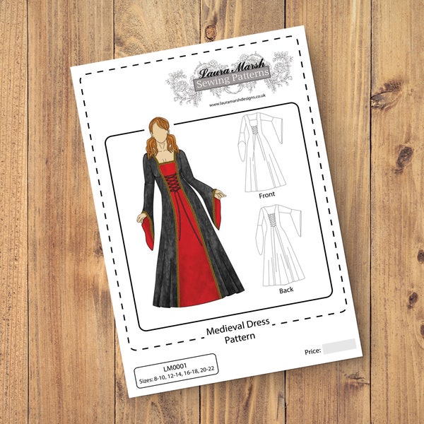 Mittelalter, Renaissance, Hochzeit, Renfaire Kleid, Kostüm, Schnittmuster für Frauen - Sizes 8-22 UK - Download PDF