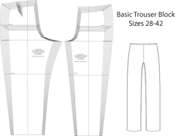 Mans Basic Pantalon Block-taluteuse-Taille 28" à taille 38" Faites votre propre modèle 