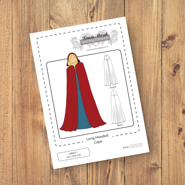 Long Hooded Cape, Cloak, Medieval, Costume, Fairy, Wedding, Bridal, Renfaire, Reenactment Sewing Pattern - One Size - Download PDF