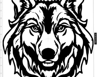 Sticker Vinyle Wolf Husky BLANC - Autocollant Déco Y7-2.702, Format Au Choix