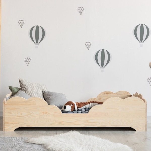 lit enfant en bois, lit simple, lit Montessori, solidement fabriqué, lit enfant, lit au sol - BOX 10 ADEKO KIDS