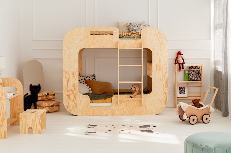 Lit superposé enfant, lit Montessori, lit superposé en bois, chambre enfant, lit enfant MUNDO Adeko Kids Prawa strona