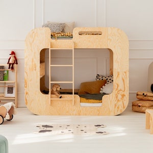 Lit superposé enfant, lit Montessori, lit superposé en bois, chambre enfant, lit enfant MUNDO Adeko Kids Lewa strona