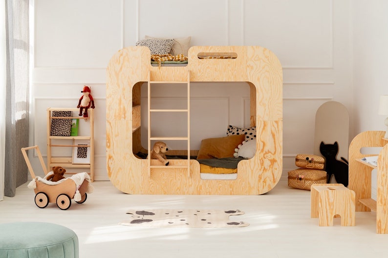 Lit superposé enfant, lit Montessori, lit superposé en bois, chambre enfant, lit enfant MUNDO Adeko Kids Lewa strona