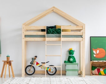 Łóżko piętrowe dla dziecka, antresola, łóżko Montessori, drewniane łóżko piętrowe, pokój dziecięcy, łóżko dziecięce - DMPA Adeko Kids