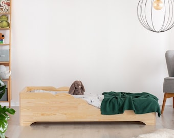lit enfant en bois, lit simple, lit Montessori, solidement fabriqué, lit enfant, lit au sol - BOX 11 ADEKO KIDS