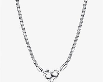 Collier chaîne à clous Pandora, collier à breloques fait main, collier à breloques Pandora S925 en argent sterling, meilleur cadeau pour elle