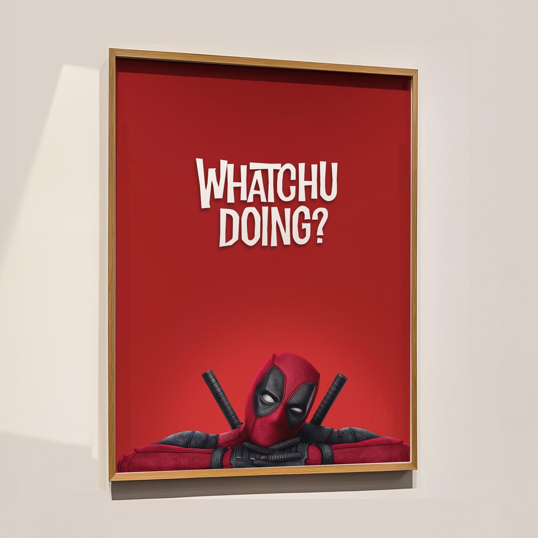 Peeking Deadpool Print, Home Wall Decor, Superhero Print, Funny Marvel ...