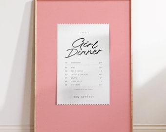 Rosa Wandbild Mädchen, Poster zum Abendessen, Digitaldruck, Wanddeko