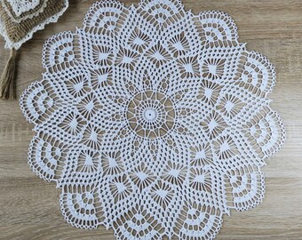 Crocheted doily, Crochet doily, Tablecloth, Tablecloth, Self-crocheted round doily