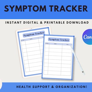 Symptom Tracker, Printable Medical Planner, Pain Tracker, Symptoms Journal, Chronic Illness Symptom Chart, Symptom Checklist