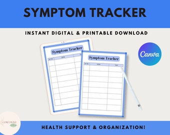 Symptom Tracker, Printable Medical Planner, Pain Tracker, Symptoms Journal, Chronic Illness Symptom Chart, Symptom Checklist