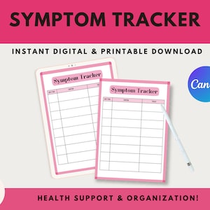 Symptom Tracker, Printable Medical Planner, Pain Tracker, Symptoms Journal, Chronic Illness Symptom Chart, Symptom Checklist