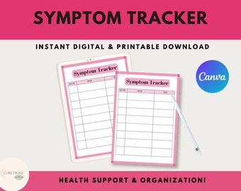 Symptom Tracker, Printable Medical Planner, Pain Tracker, Symptoms Journal, Chronic Illness Symptom Chart, Symptom Checklist