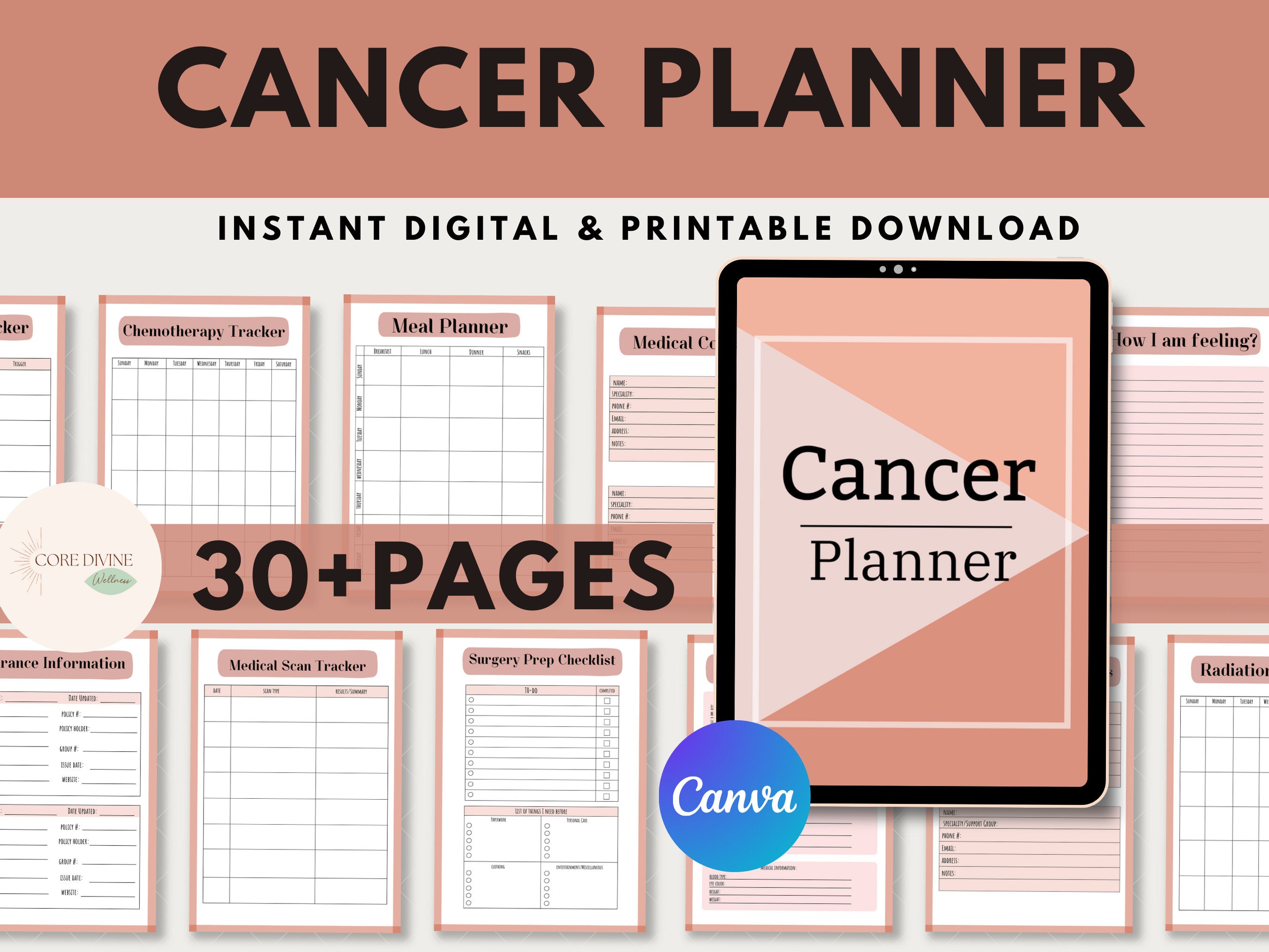 Cancer Planner Printable, Cancer Care Journal, Cancer Diagnosis Health ...