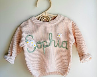 Floral name design sweater