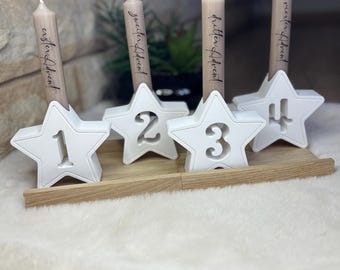 Raysin Advent wreath, star shape, 1-4 candles, modern Advent wreath, candles, taper candles, Scandinavian Christmas decoration