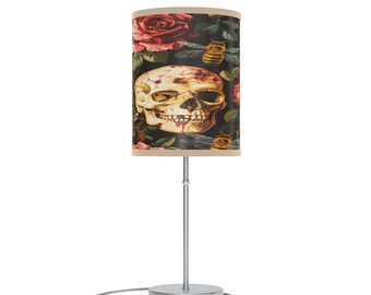 Skulls & Bees, Bloody Skull Lampe, Gothic Schädel Lampe, Gothic Tischlampe mit Schirm, Skull Decor, Leuchte, Dekoration, US/CA Stecker