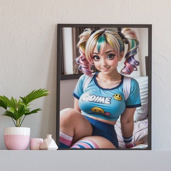 Sexy anime women | printable wall art | digital download | art prints | set of 10