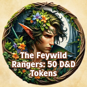 The Feywild Rangers - 50 Digital Ranger Tokens for D&D - Transparent PNG files, Character art, Pathfinder, VTT, Ranger dnd, Elf tokens