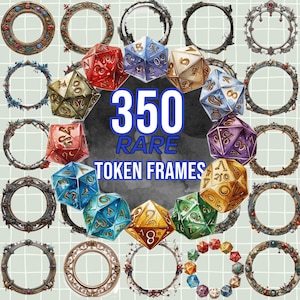 350 seltene D&D Token Borders Bundle - Transparente PNG Rahmen für jede Rollenspielklasse - Einzigartige VTT Rpg Charakter Rahmen - Sofortiger digitaler Download