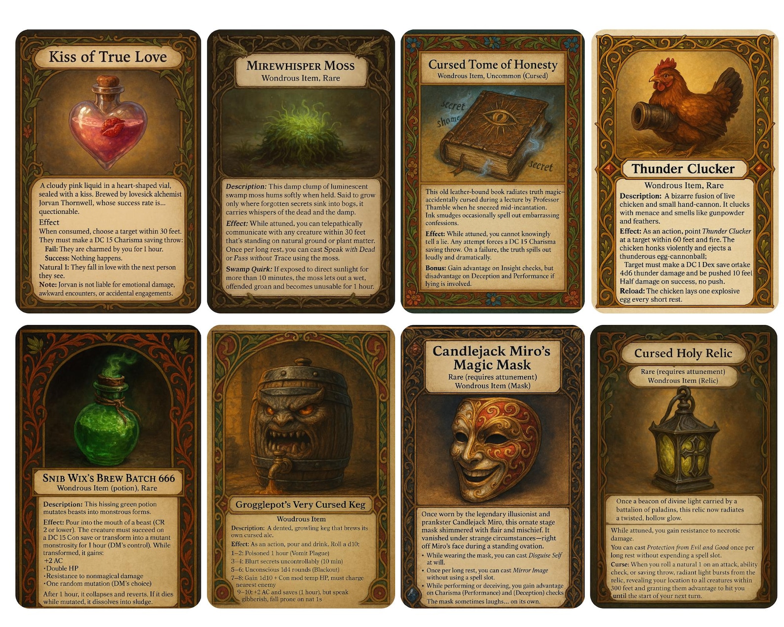 100 Printable Dnd 5e Magic Item and Weapon Cards Fantasy