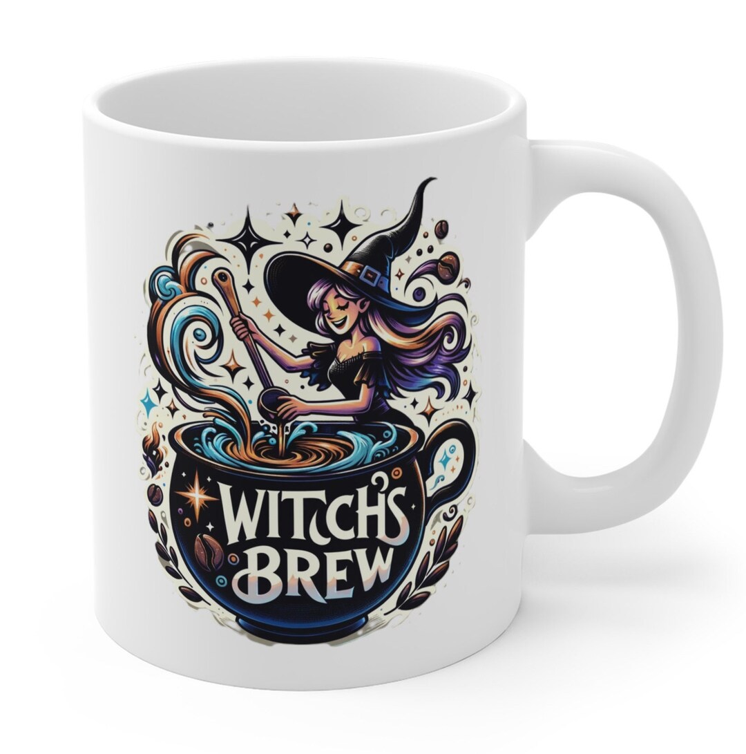 Witch's Brew Mug 11oz White Ceramic Mug Perfect for Coffee Tea and Hot ...