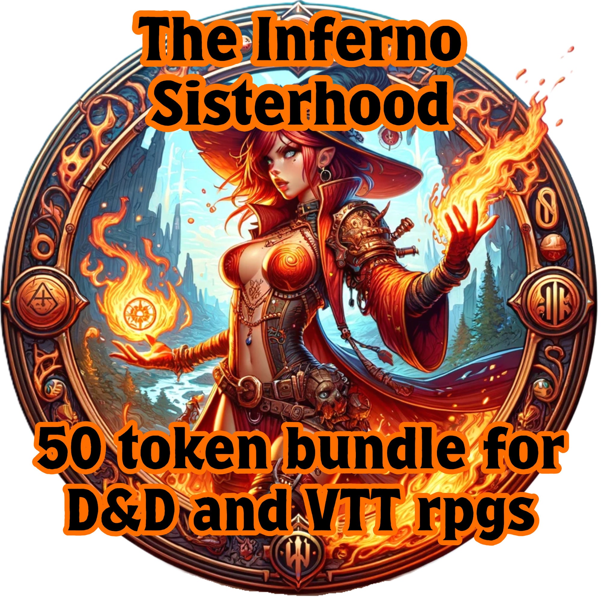 Fire Wizards Token Bundle | 50 Inferno Sisterhood Pngs for VTT