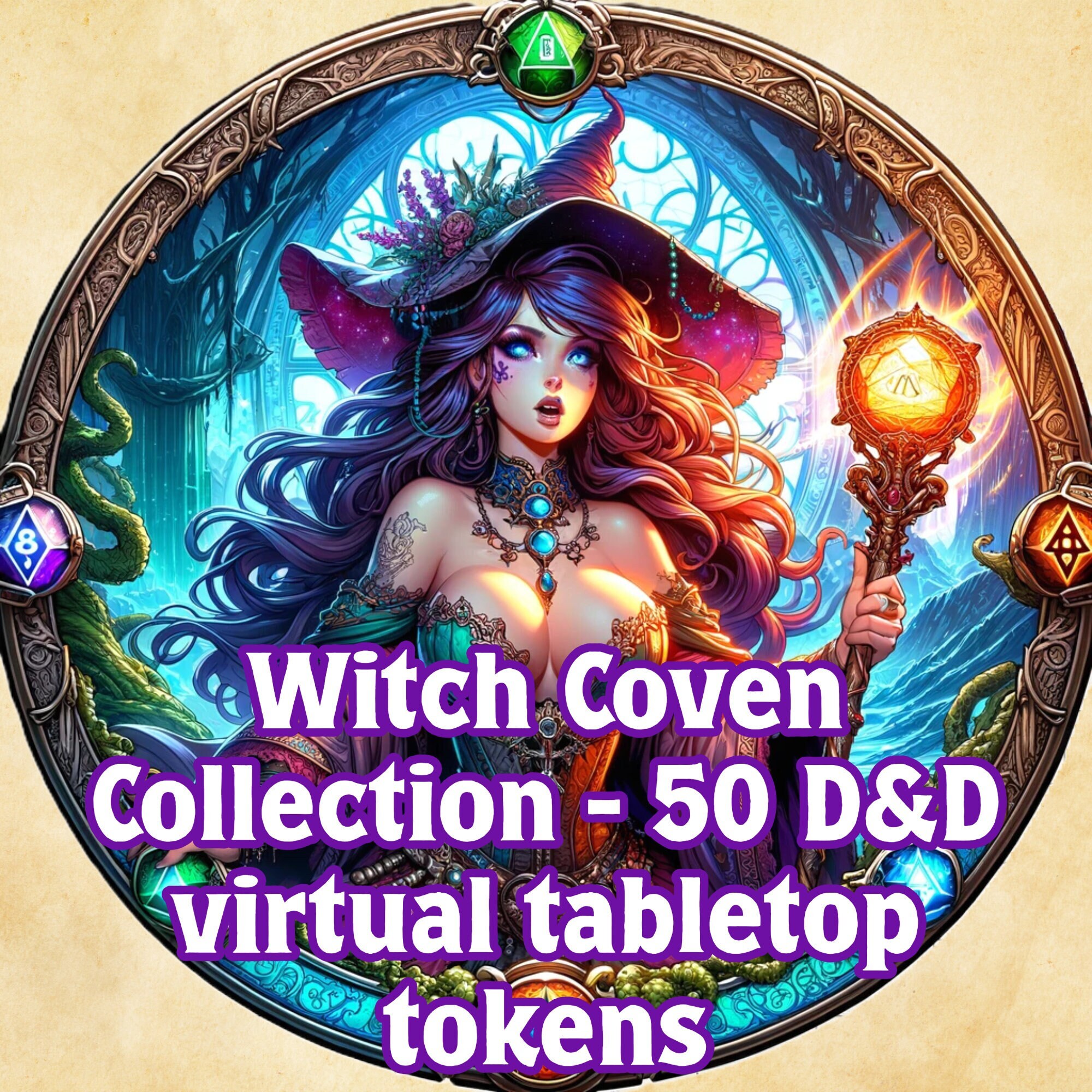 Witch Coven Collection - 50 Magical Witch Tokens for D\u0026D - Vibrant, Fantasy  Art Pngs With Transparent Backgrounds Ready for Virtual Tabletop - Etsy, image size:2000x2000