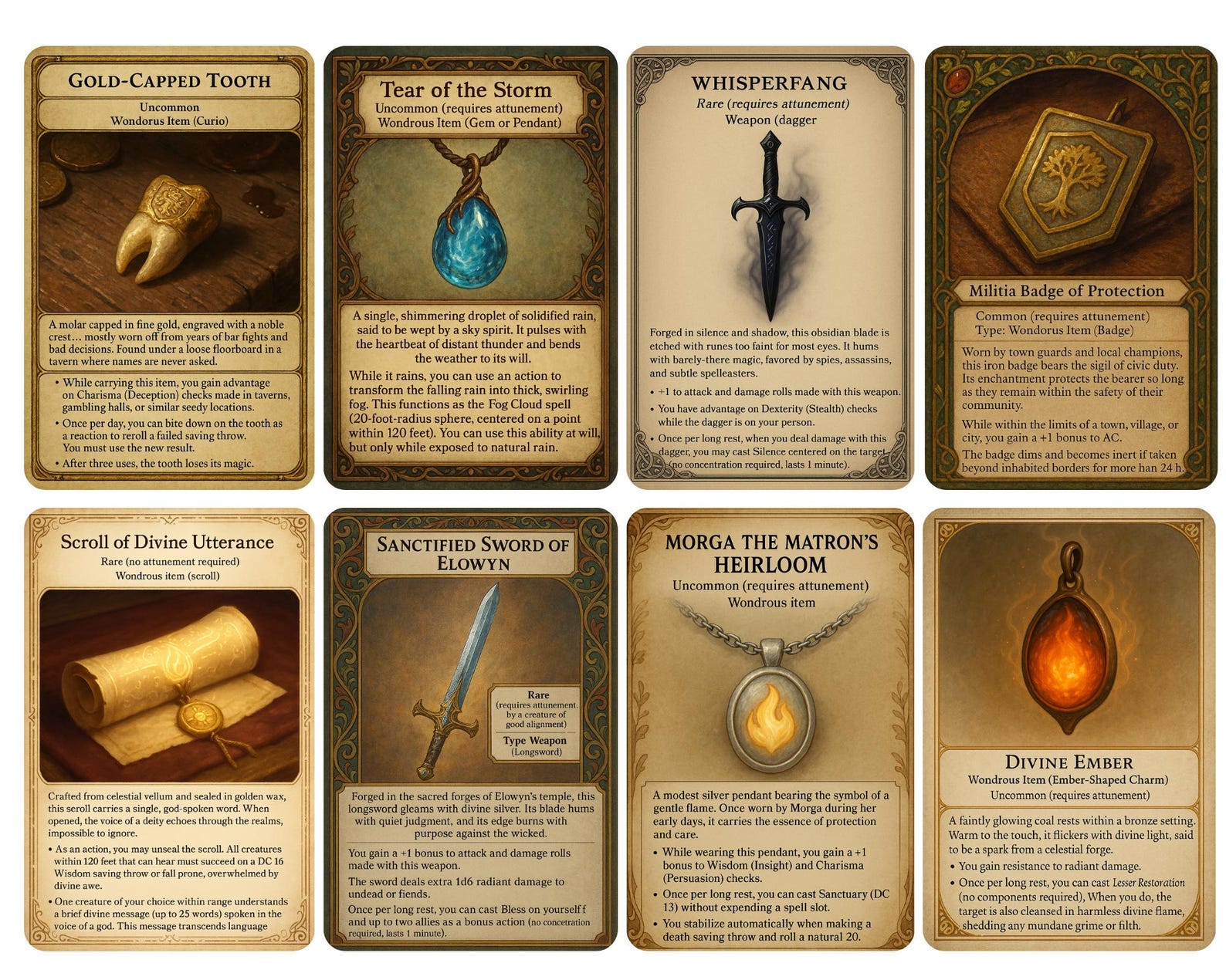 100 Printable Dnd 5e Magic Item and Weapon Cards - Fantasy Loot Deck ...