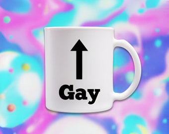 Gay Rainbow Mug, Mug, Funny Mugs, Banter Cards, Banter Mugs, Rude Mugs