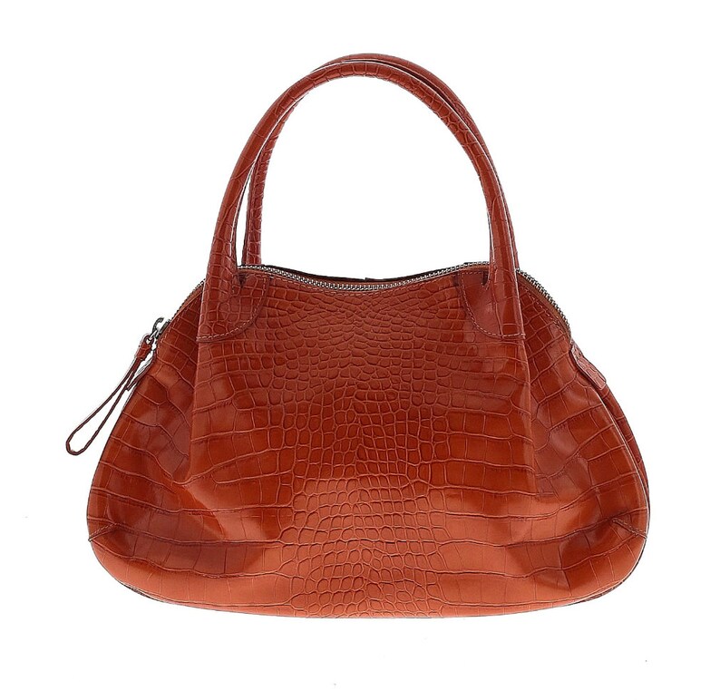 Donna Dixon Burnt Orange Crocodile Texture Handbag image 1