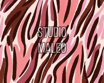 Pink Zebra Animal Stripes Exotic Safari Animal Skin Pink Jungle Theme Stylish Wildlife Seamless Repeat Pattern for Fabric Sublimation