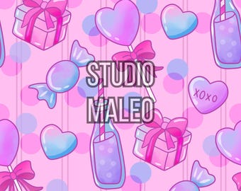 Y2k holographic valentine pastel candy hearts retro girly aesthetic dreamy romantic love Seamless Repeat Pattern for Fabric Sublimation