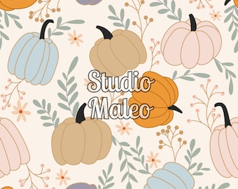 Seamless pattern for fabric sublimation, scrapbooking, stationery, mugs, dog bandana, book sleeve etc. Pumpkins Harvest