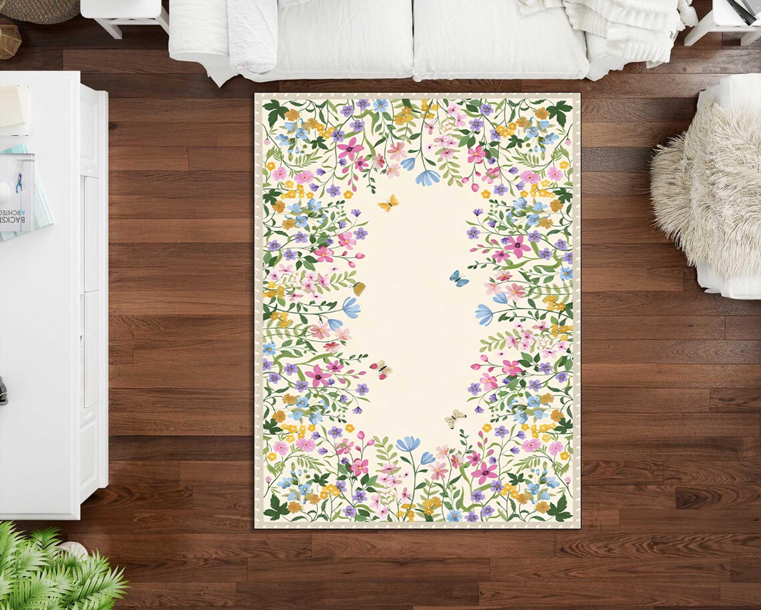 Posh Rug Designs Boho Chic Elegance Floral Rug, Turkish Modern Unique Rug, Washable Non ...