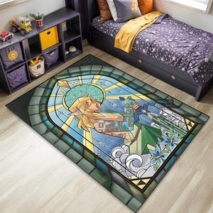 Zelda Rug - The Legend of Zelda Area Rug, Washable Kids Decor - Majora's Mask, Ocarina, Ganondorf & Midna, 30C Safe