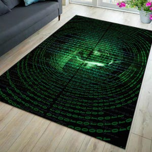Matrix Code Rug: Sci-Fi Binary Design, Custom Area Rug image 10