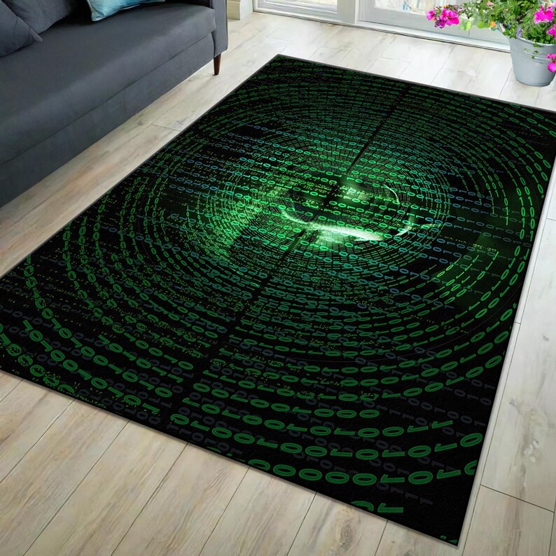 Matrix Code Rug: Sci-Fi Binary Design, Custom Area Rug image 10