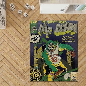 Doom Covers, doom mask rug,Quasimoto &#39;Lord Quas&#39;, hip hop rug, Super Heroes Rug, Superhero Design Rug, Super Hero Comics, Comics, Gift Rug