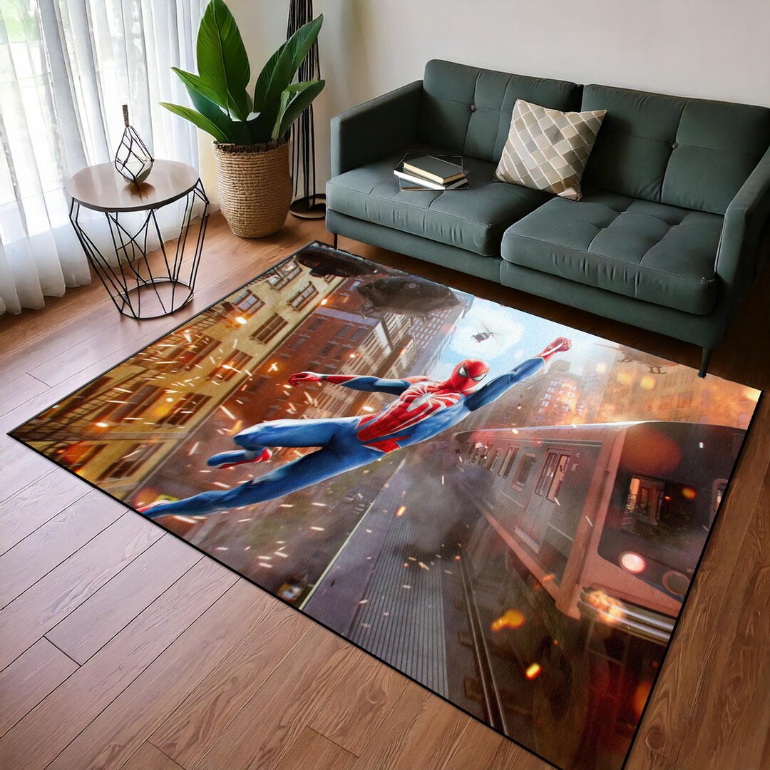 Spider-man Area Rug: Washable Superhero Game Room Decor - Etsy