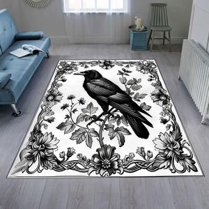Raven Rug: Floral Border, Tropical Decor