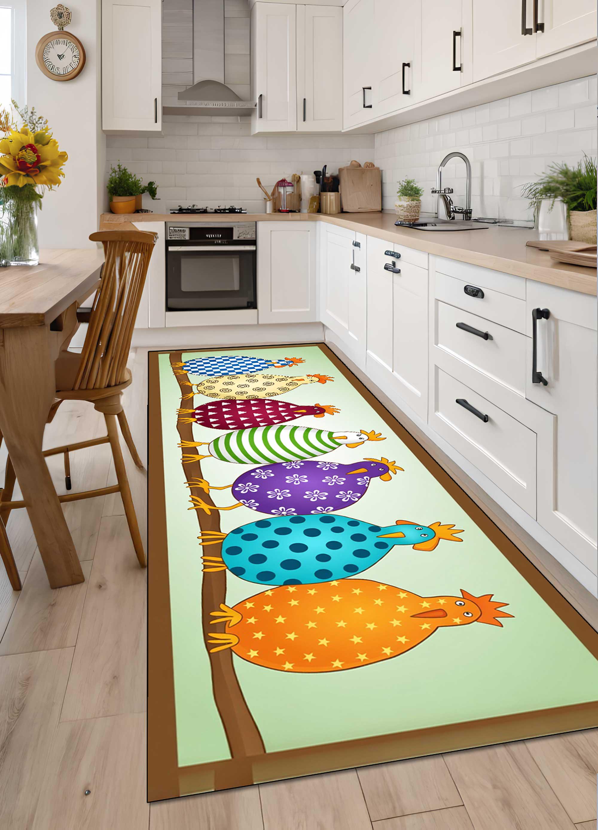 Chicken Kitchen Rug Chicken Kitchen Runner Rug Washable Nonslip Accent Rug, Modern Home ...